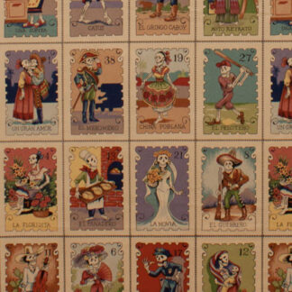 Cartas Marcadas Folklorico Skeletons Tarot Cards Tea Cotton Quilting Fabric 1/2 YARD