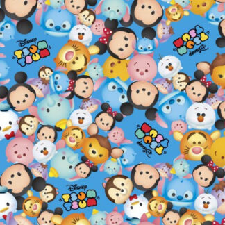 Disney Tsum Dumbo and Friends Blue Background With Logo Cotton Quilting Fabric 1/2 YARD