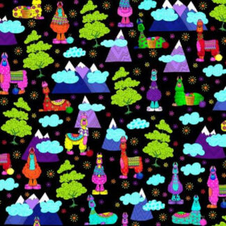 Llama Black Llama Bo Bama Cotton Quilting Fabric 1/2 YARD