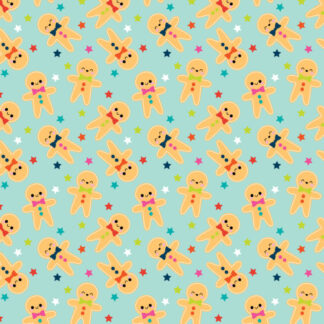 Gingerbread Men Tossed Blue Crackling Christmas DV6934 Cotton Quilting Fabric 50cms