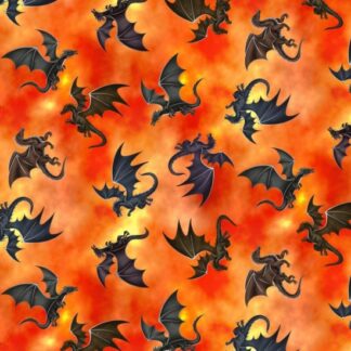 Fire and Fury Dragons Tossed Sunset 81720/102 Cotton Quilting Fabric 1/2 YARD