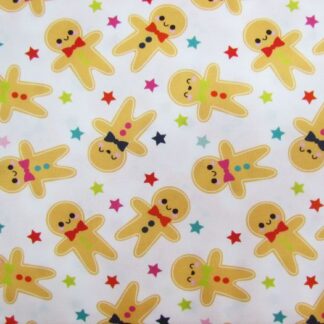 Gingerbread Men Tossed White Crackling Christmas DV6933 Cotton Quilting Fabric 50cms